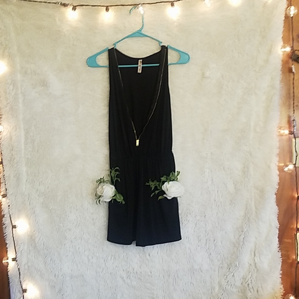 Black zip up romper